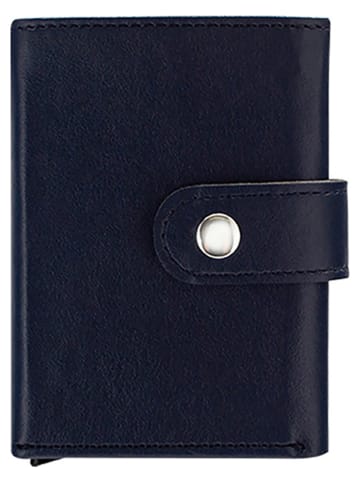 MORI Leder-Geldbörse in Dunkelblau - (B)10 x (H)7 x (T)2 cm