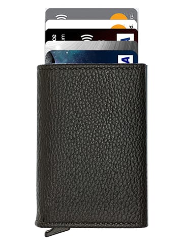 MORI Leder-Geldbörse in Schwarz - (B)9 x (H)6 x (T)2 cm