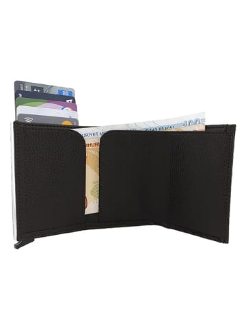 MORI Leder-Geldbörse in Schwarz - (B)9 x (H)6 x (T)2 cm
