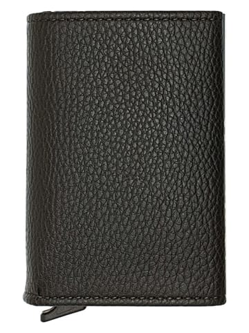 MORI Leder-Geldbörse in Schwarz - (B)9 x (H)6 x (T)2 cm