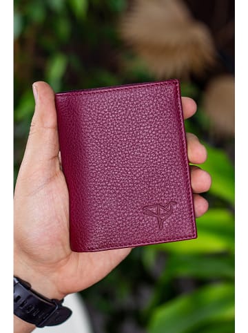 BAGmori Leder-Geldbörse in Bordeaux - (B)9 x (H)11 x (T)2 cm