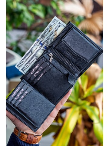 MORI Leder-Geldbörse in Schwarz - (B)8 x (H)10 x (T)2 cm