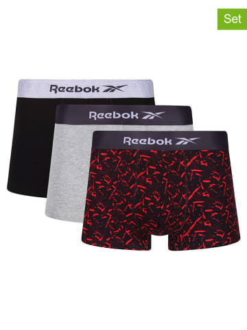 Reebok 3er-Set: Boxershorts "Calyx" in Schwarz/ Rot/ Grau