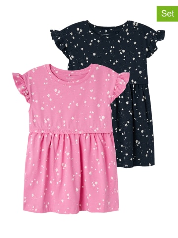 name it 2-delige set: jurken "Henra" roze/donkerblauw