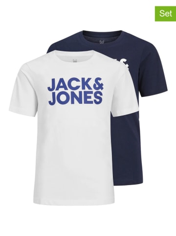 JACK & JONES Junior Koszulki (2 szt.) "Corp" w kolorze granatowym i białym