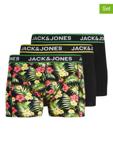 JACK & JONES Junior Bokserki (3 pary) "Pink Flowers" w kolorze czarnym ze wzorem