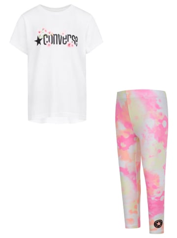 Converse 2-delige outfit wit/roze/groen