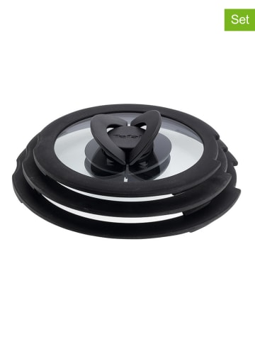 Tefal 3-delige set: glazen deksels "Ingenio" zwart