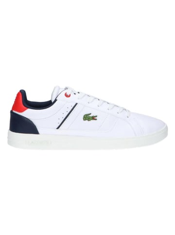Lacoste Leder-Sneakers in Weiß/ Dunkelblau/ Rot