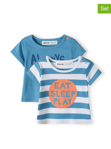 Minoti 2er-Set: Shirts in Weiß/ Hellblau