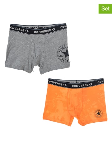 Converse 2er-Set: Boxershorts in Grau/ Orange