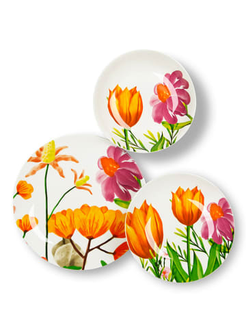 Trendy Kitchen by EXCÉLSA 18tlg. Tafelservice "Blooming" in Weiß/ Bunt