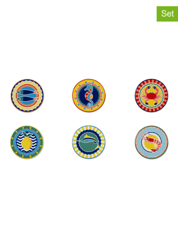 Trendy Kitchen by EXCÉLSA 6-delige set: onderzetters "Corfu" meerkleurig - Ø 10,5 cm