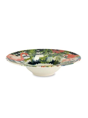 Trendy Kitchen by EXCÉLSA 6-delige set: pastaborden "Tropical Chic" groen/zwart - Ø 28 cm