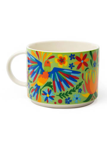 Trendy Kitchen by EXCÉLSA Kubki jumbo (4 szt.) "Mexican Flowers" w kolorze zielono-niebieskim - 500 ml
