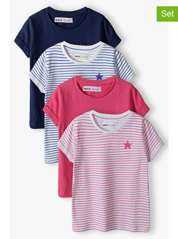 Minoti 4-delige set: shirts roze/donkerblauw