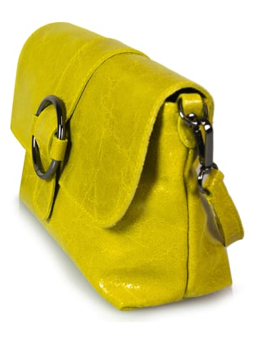 Mila Blu Skórzana torebka "Ginestra" w kolorze żółtym - 21 x 16 x 7 cm
