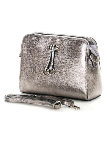 Mila Blu Leder-Clutch in Silber - (B)23 x (H)17 x (T)9 cm