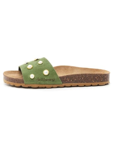 billowy Leren slippers groen