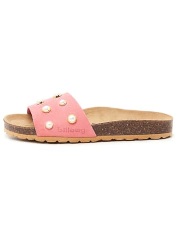 billowy Leder-Pantoletten in Rosa