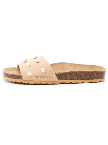 billowy Leren slippers beige
