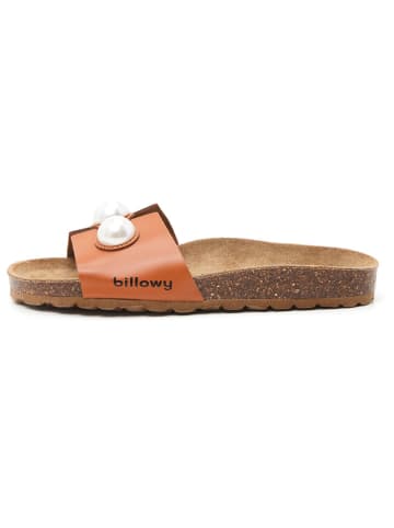 billowy Leren slippers lichtbruin