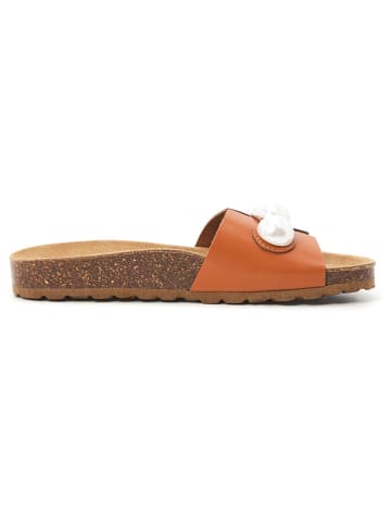 billowy Leren slippers lichtbruin