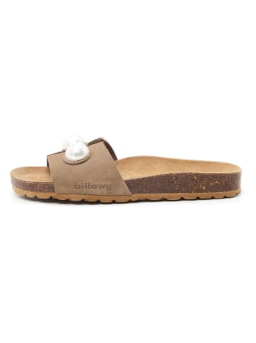 billowy Leren slippers bruin