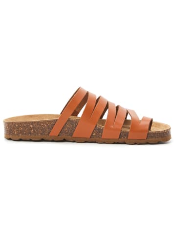 billowy Leren teenslippers lichtbruin