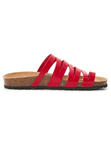 billowy Leren teenslippers rood