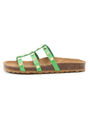 billowy Leren slippers groen