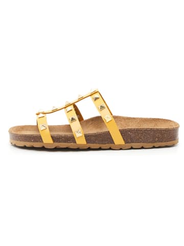 billowy Leren slippers geel