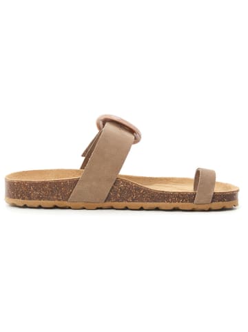 billowy Leren teenslippers bruin