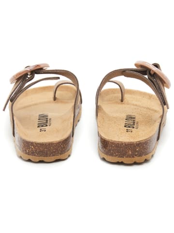 billowy Leren teenslippers bruin