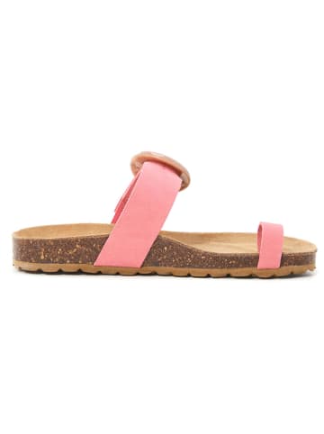 billowy Leren teenslippers lichtroze