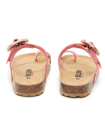 billowy Leren teenslippers lichtroze