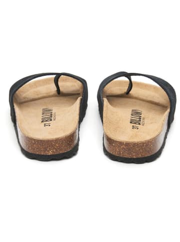billowy Leren teenslippers zwart