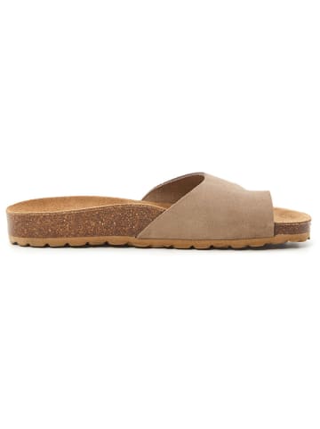 billowy Leren teenslippers bruin