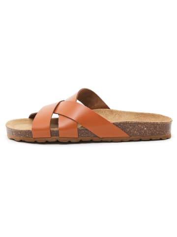 billowy Leren slippers lichtbruin