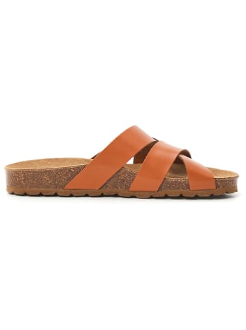 billowy Leren slippers lichtbruin