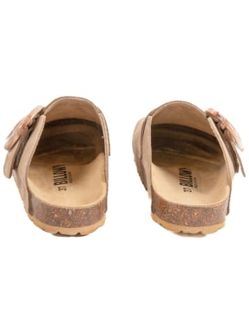 billowy Leder-Clogs in Braun