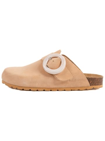 billowy Leder-Clogs in Beige