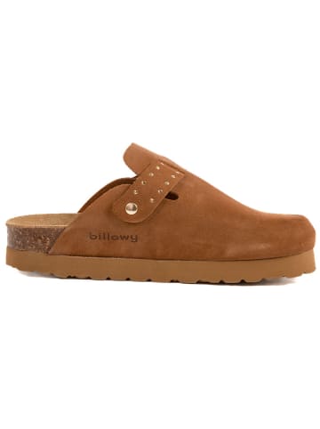 billowy Leder-Clogs in Hellbraun