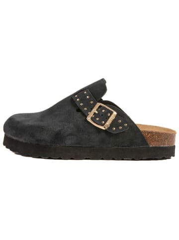 billowy Leder-Clogs in Schwarz