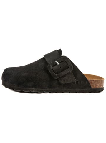 billowy Leder-Clogs in Schwarz