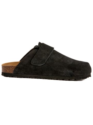 billowy Leder-Clogs in Schwarz