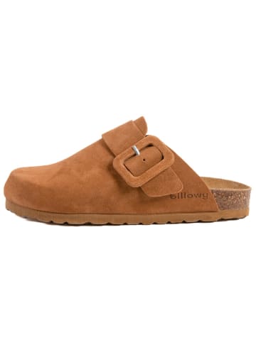 billowy Leder-Clogs in Hellbraun