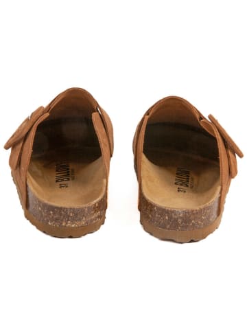 billowy Leder-Clogs in Hellbraun