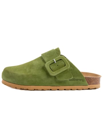 billowy Leren clogs groen