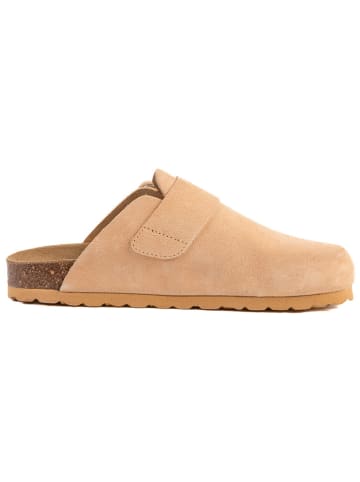 billowy Leder-Clogs in Beige